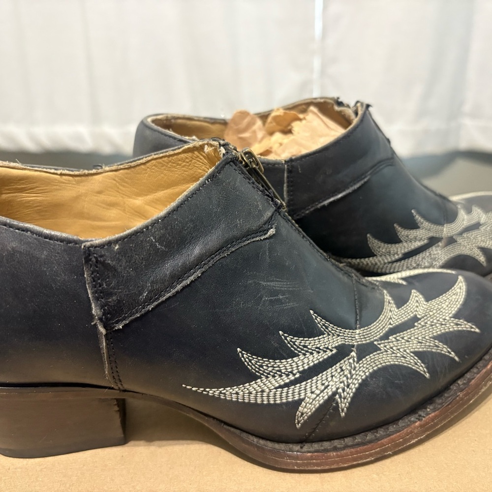 Stetson Black and White Embroidered Ankle Boots - Picture 3 of 5